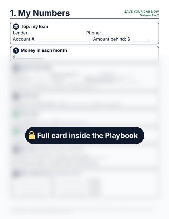 The My Numbers card: money in, bills, what you can pay, your ask, your references